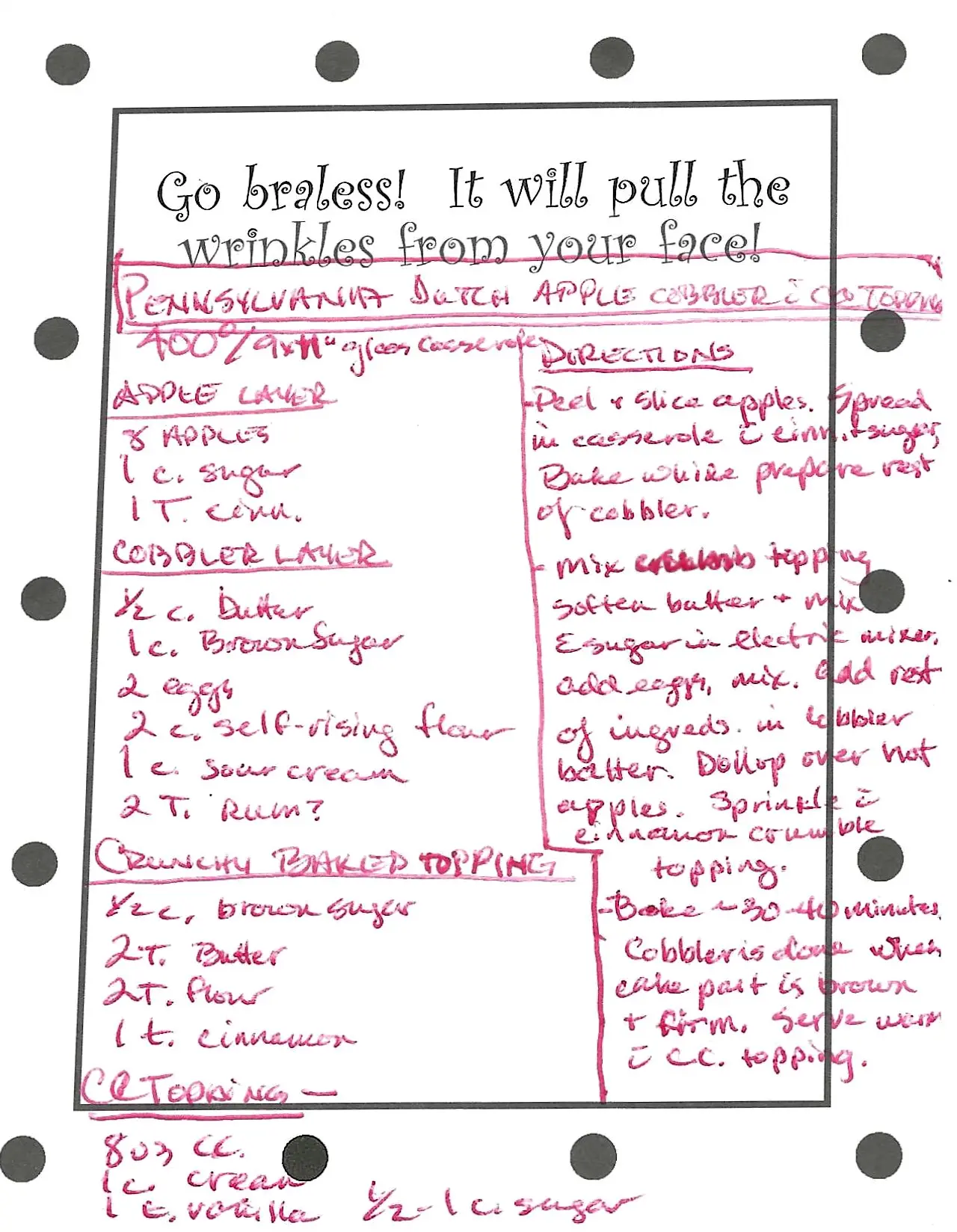 A photo of the Pennsylvania Dutch Apple Cobbler Recipe Card