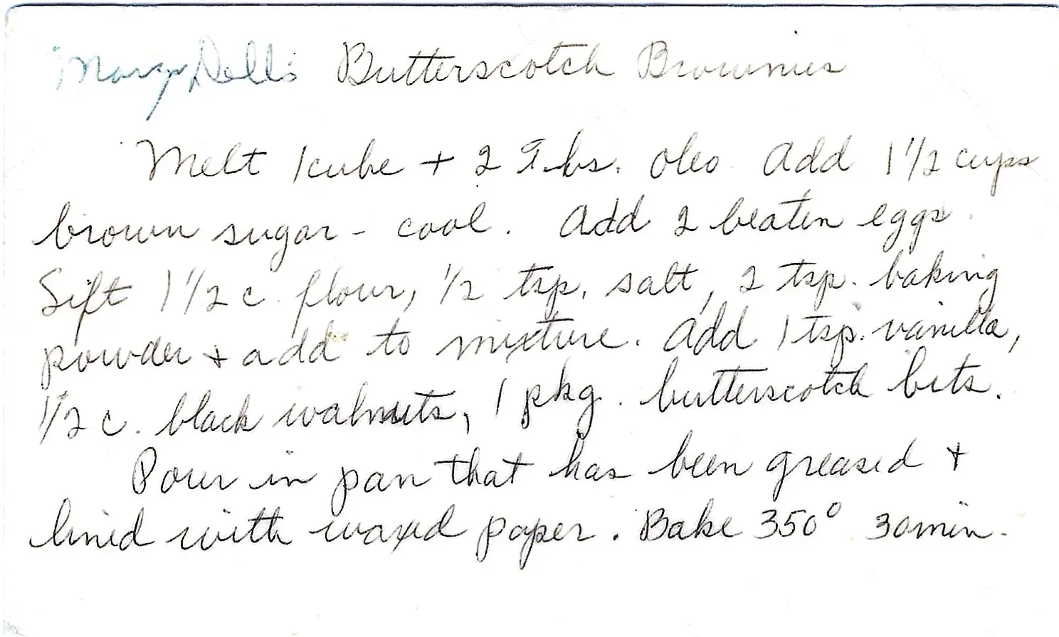 Original Handwritten Card