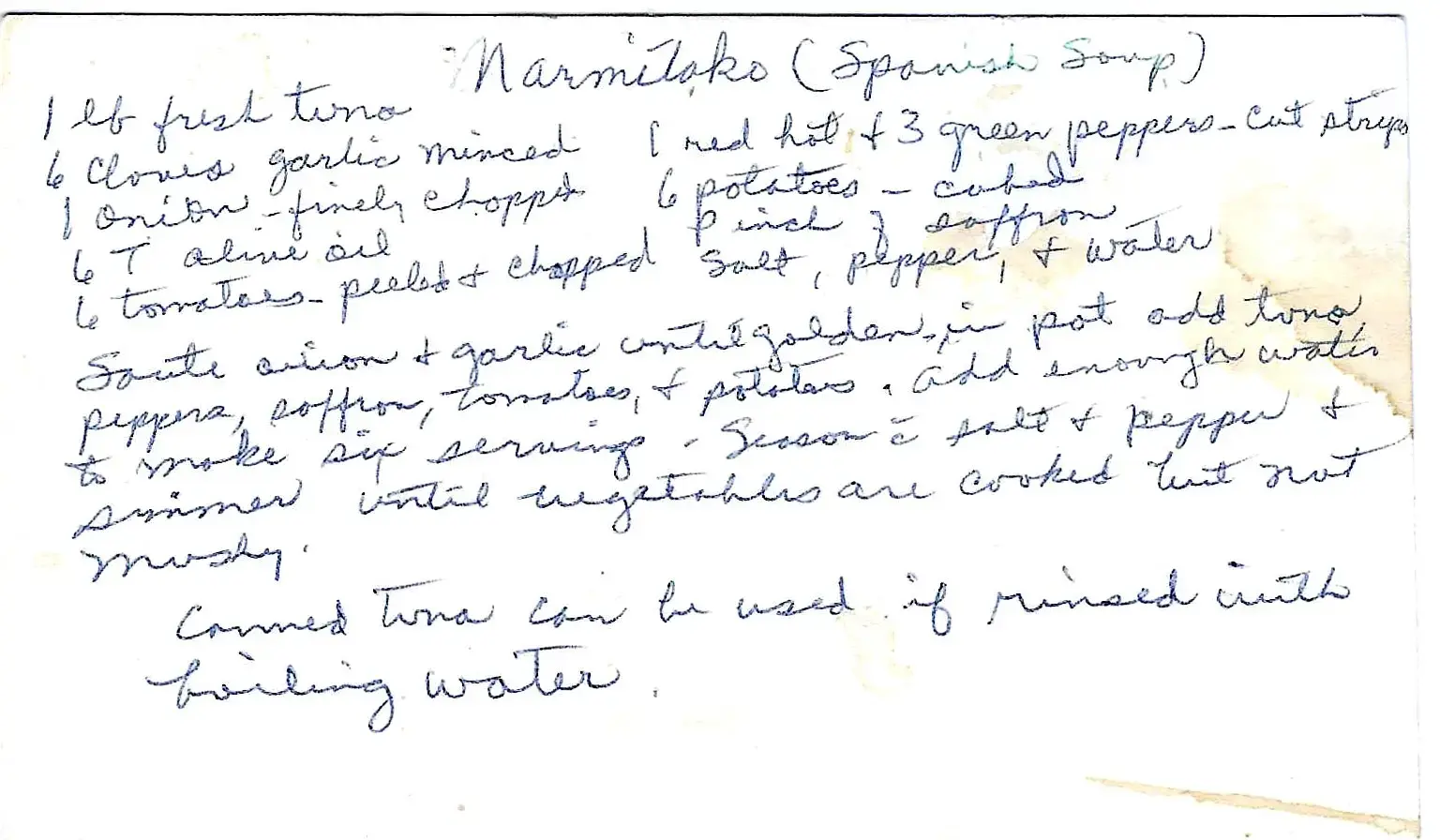 Original Handwritten Card
