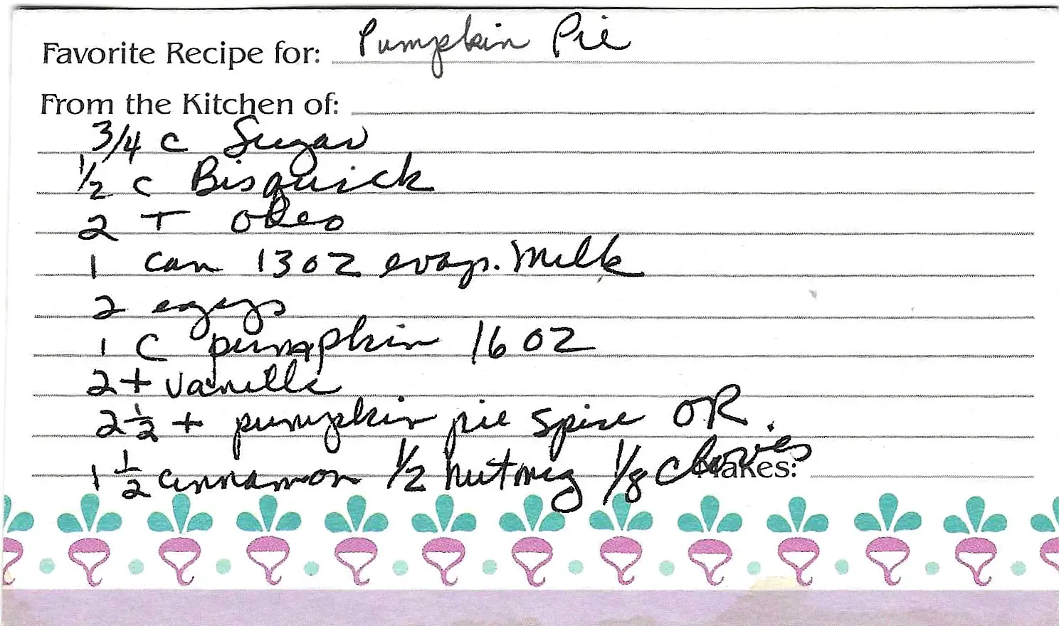 Original Handwritten Card