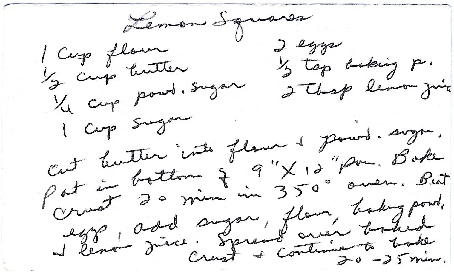 Original Handwritten Card