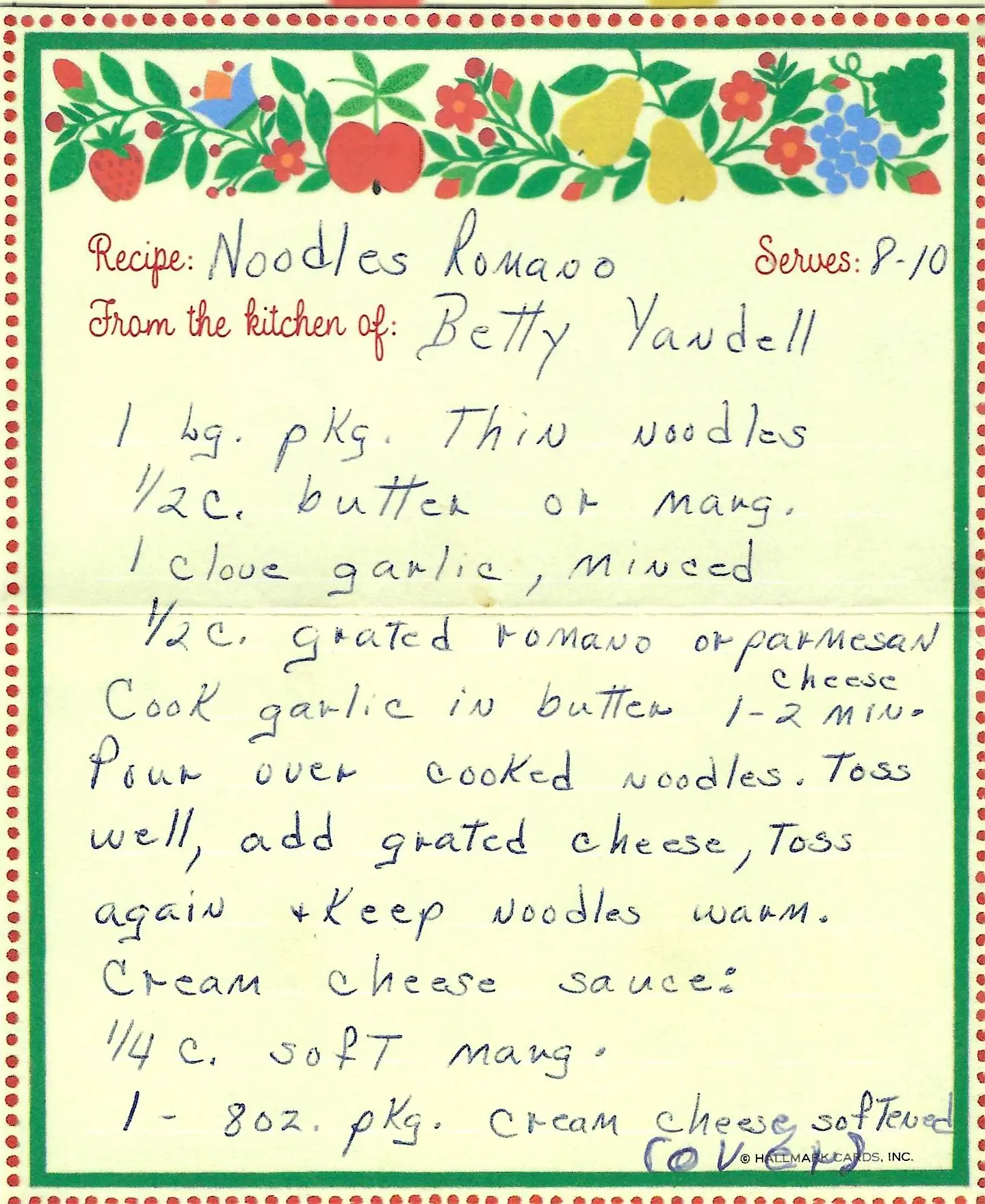 Original Handwritten Card