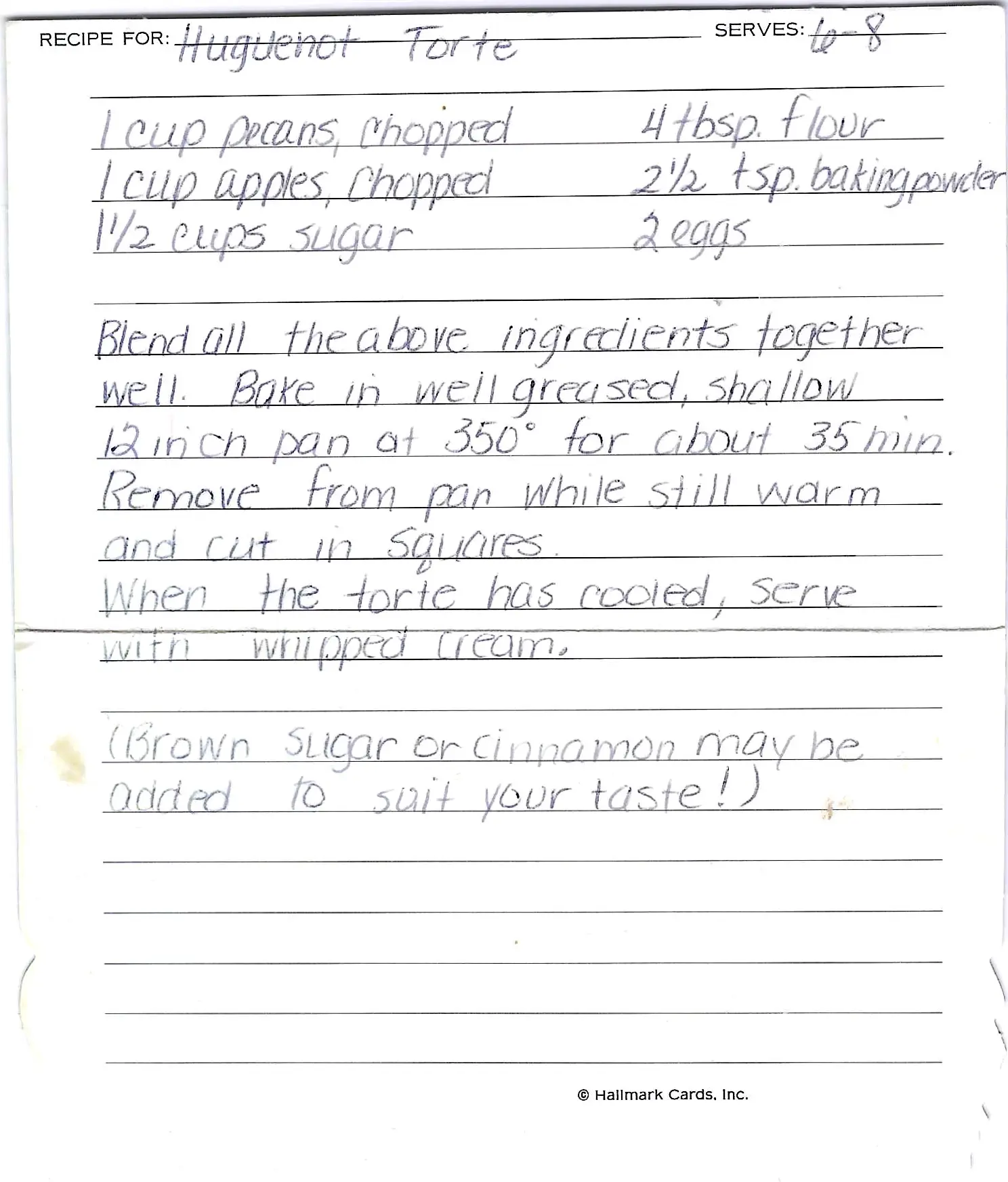 Original Handwritten Card