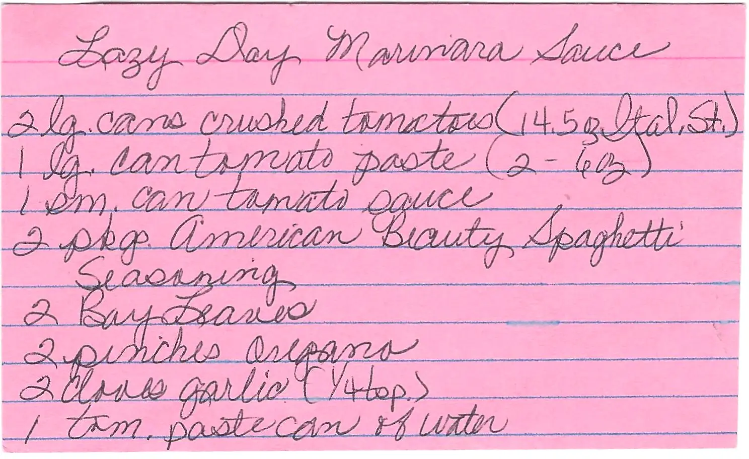 Original Handwritten Card