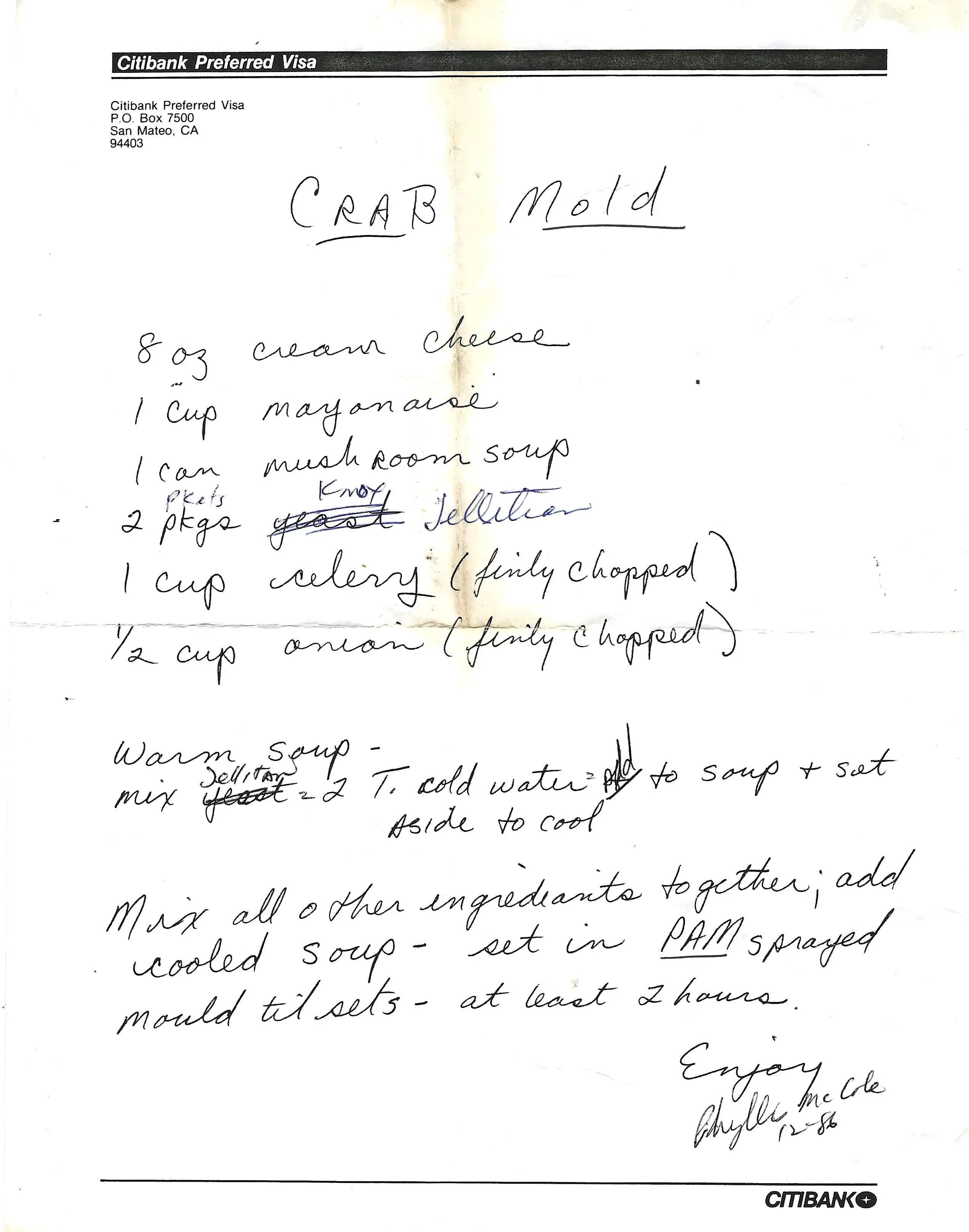 Original Handwritten Card