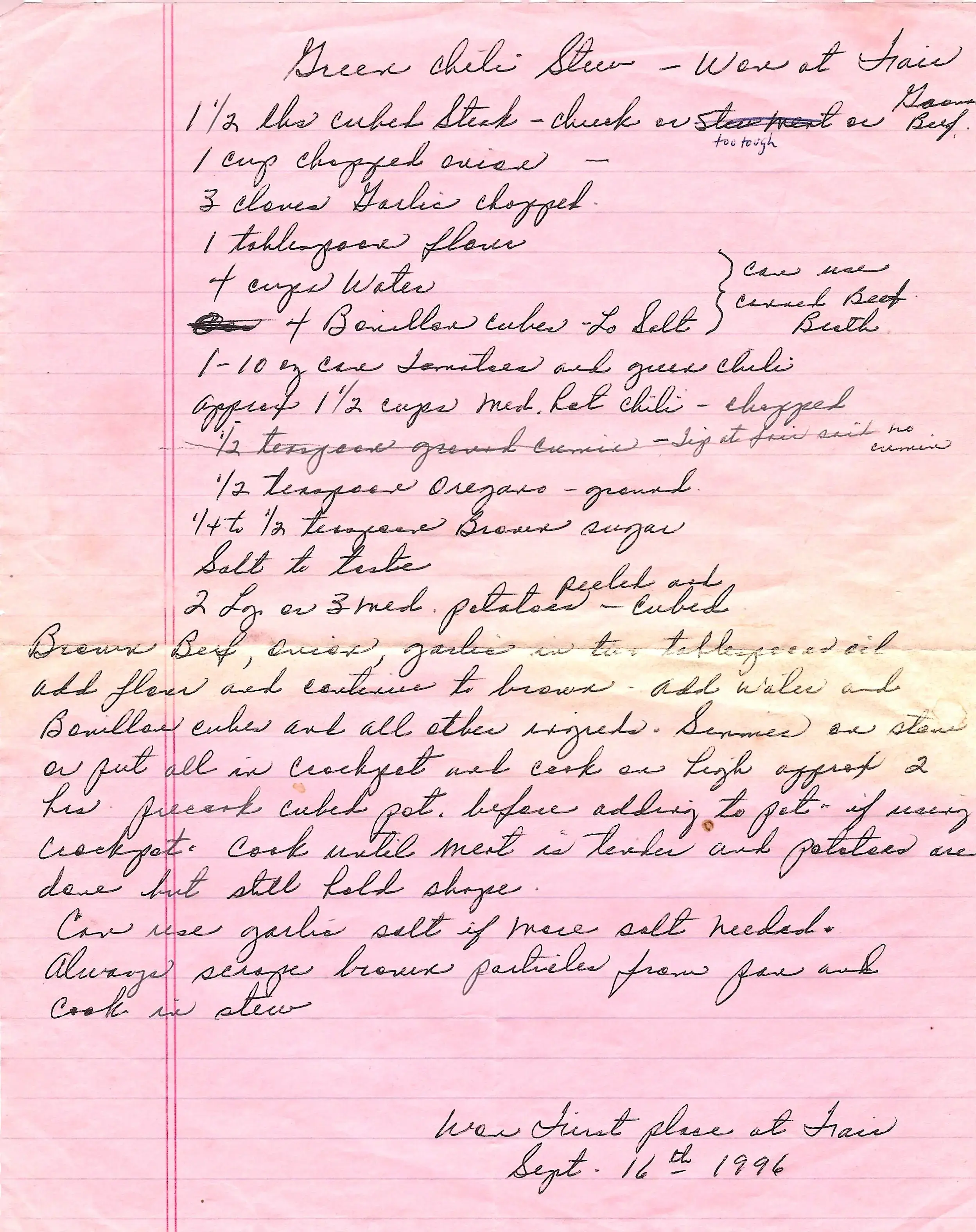 Original Handwritten Card