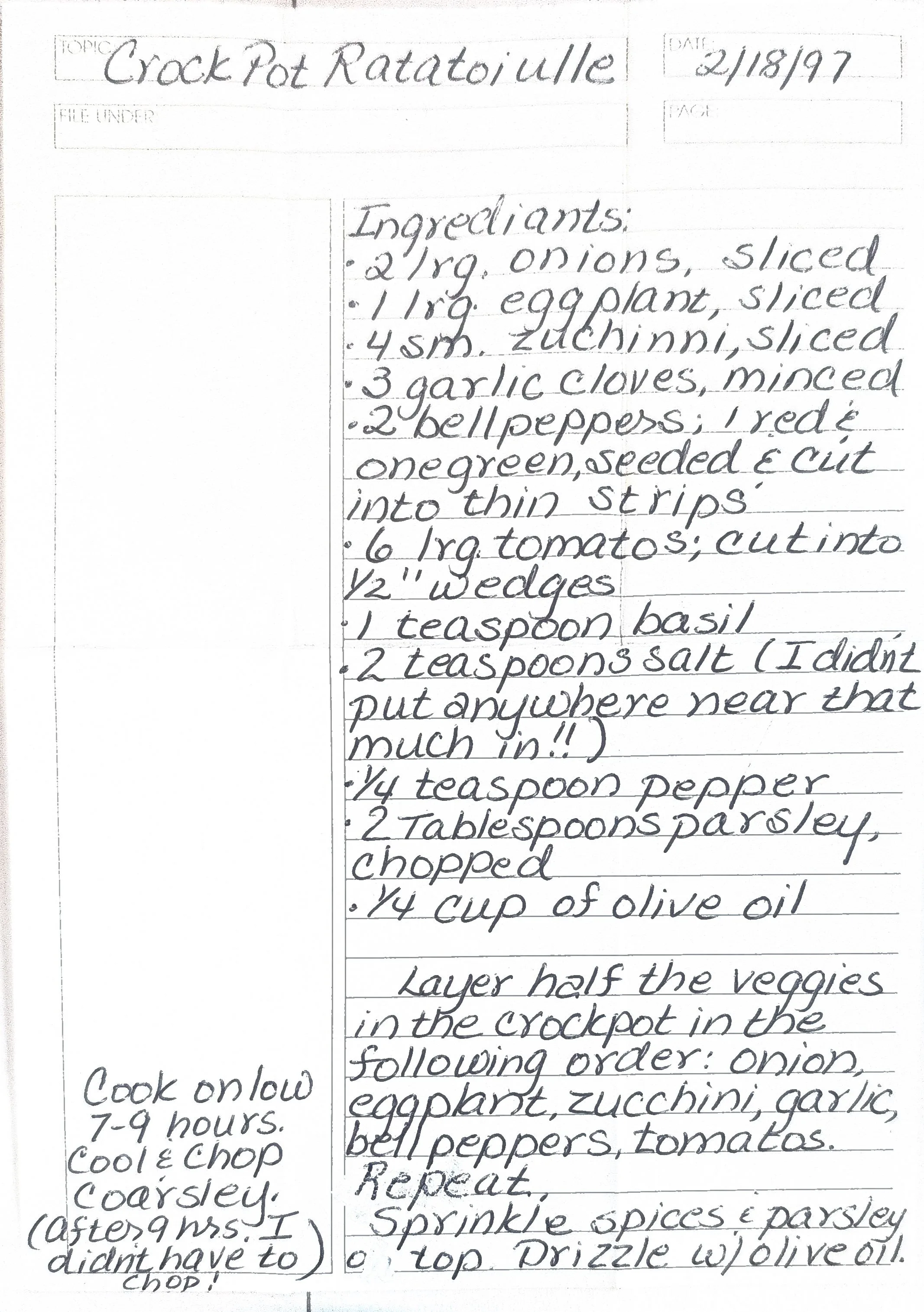 Original Handwritten Card