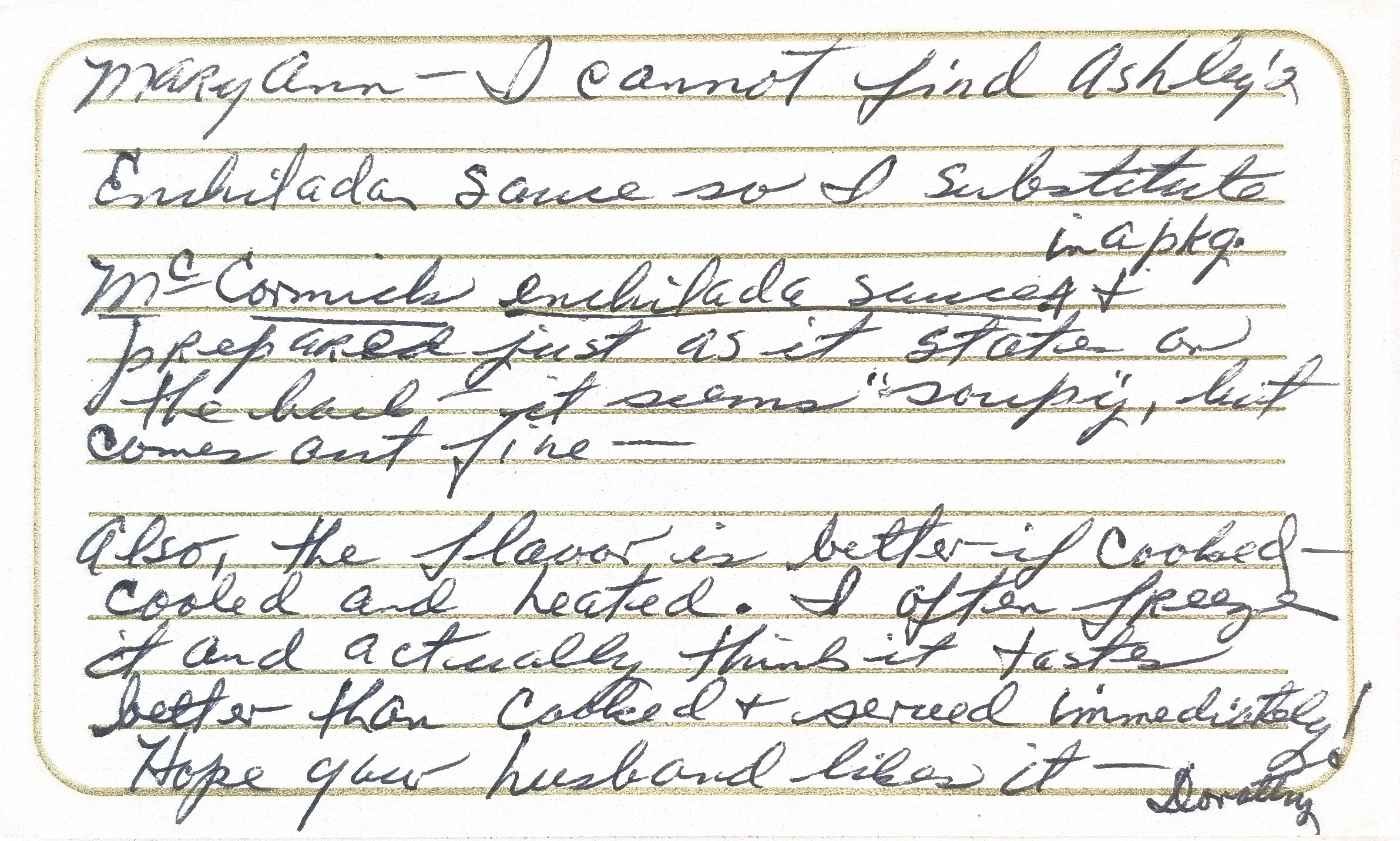 Original Handwritten Card