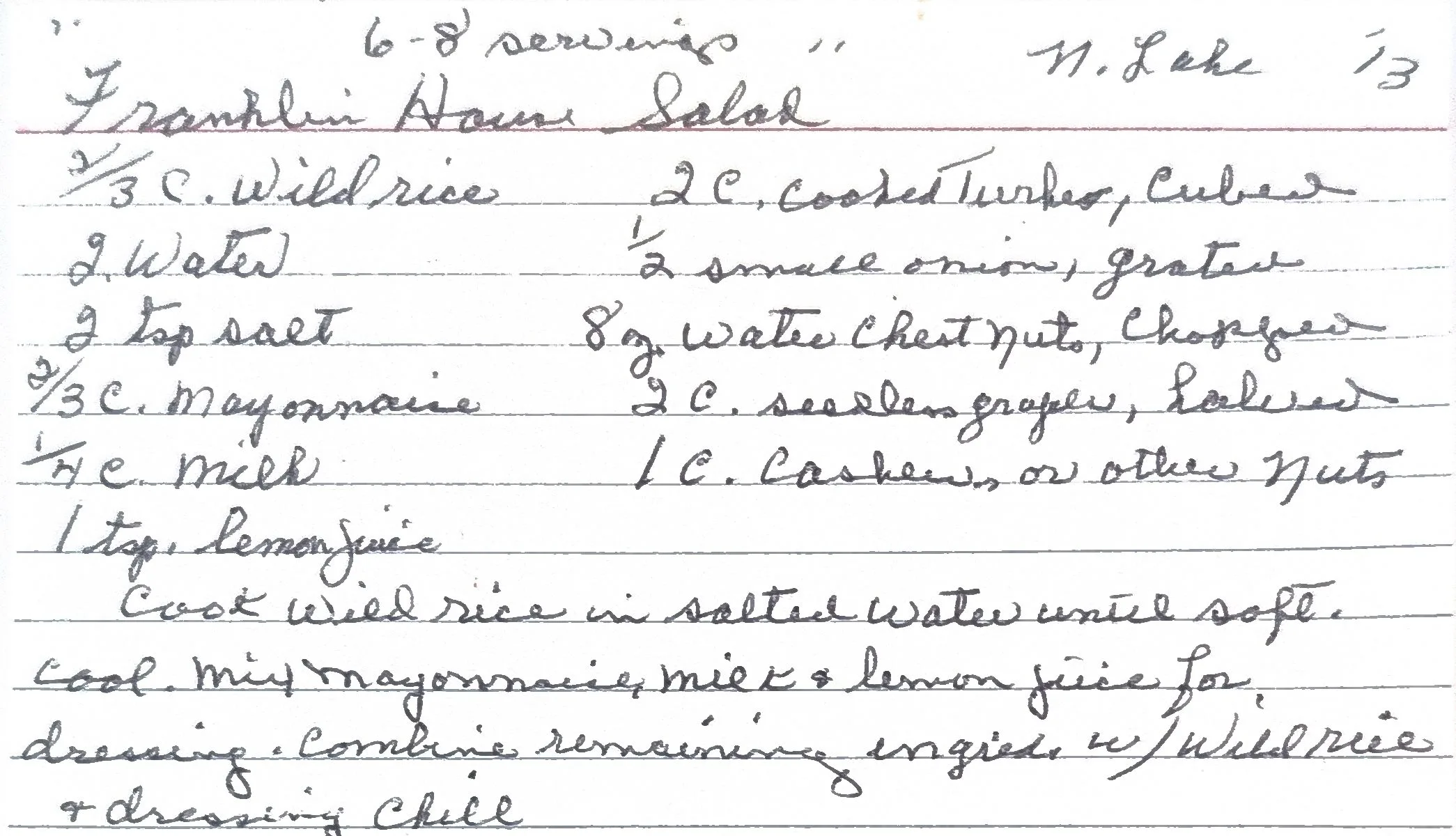 Original Handwritten Card