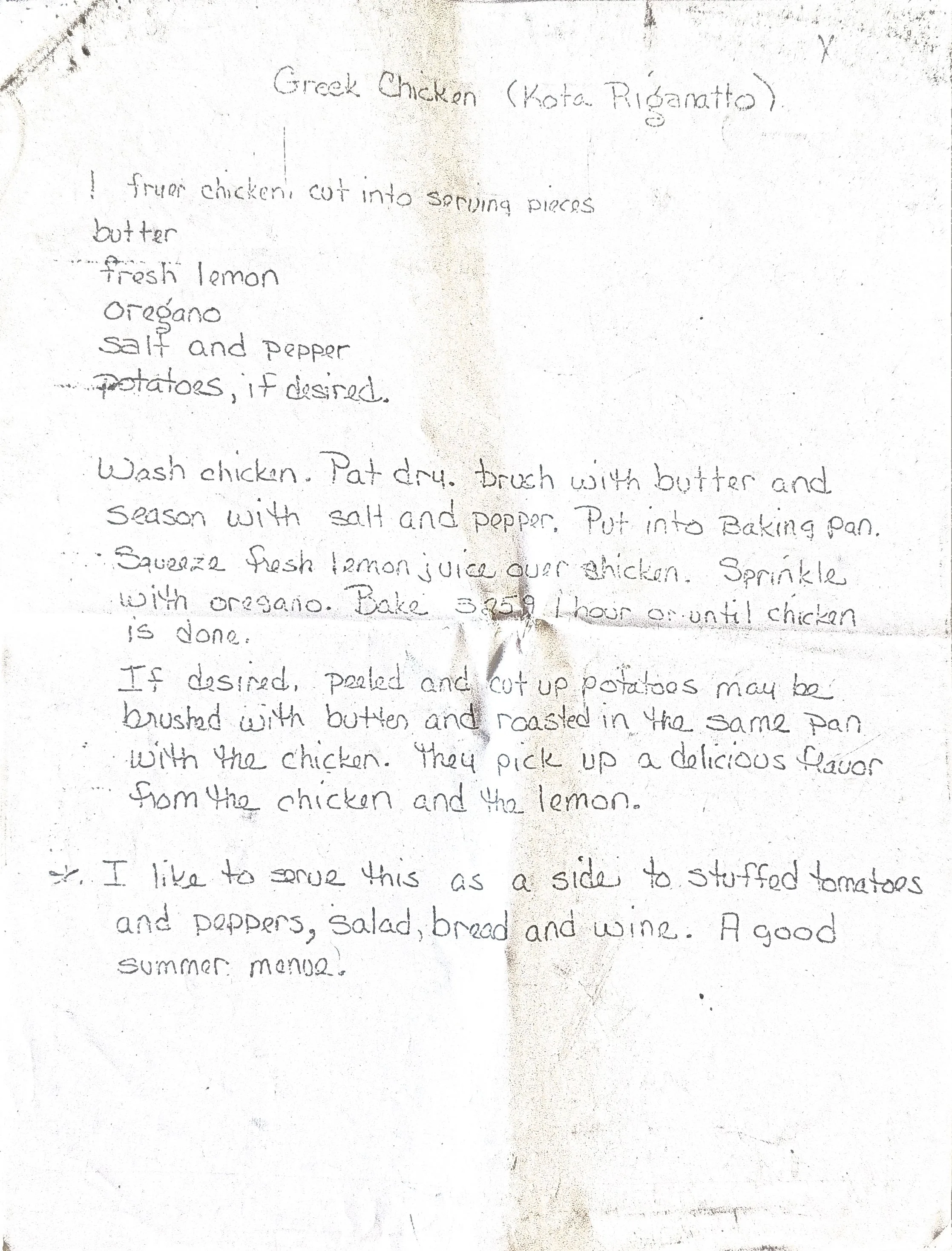 Original Handwritten Card